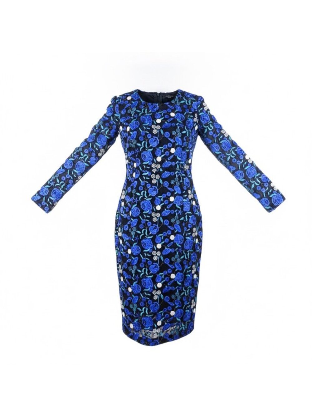 Pretty Little Thing Womens Blue Floral Embroidered Midi Dress Size 10